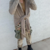 Demolition Hooded Shirt Hoodie Glove Cuff Taupe 4 rotated 1